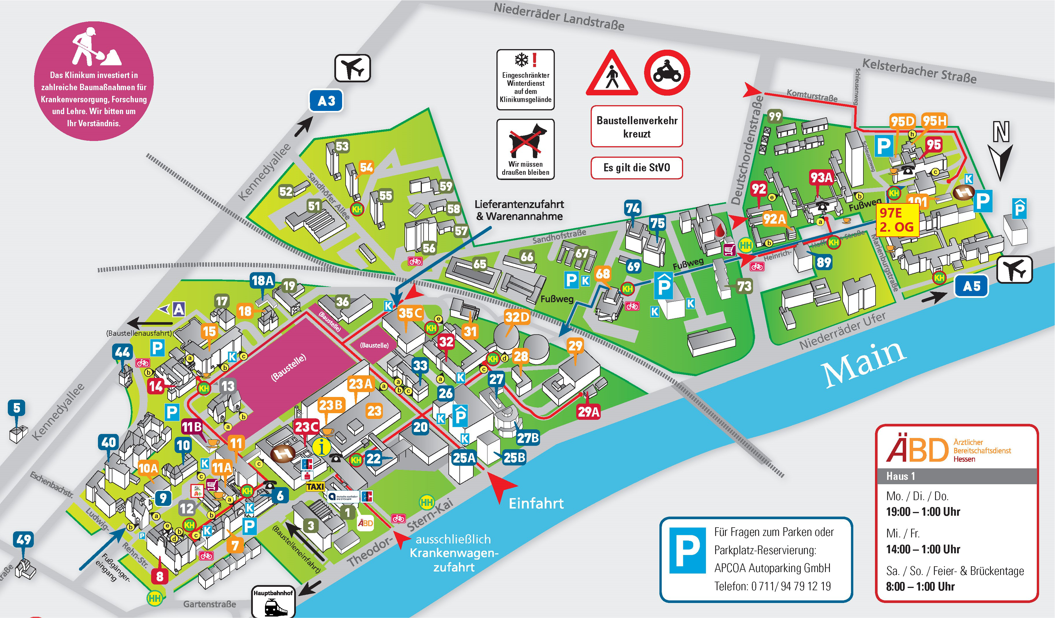 Anfahrts- und Lageplan Campus Niederrad